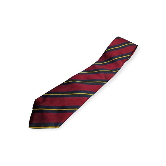Land's End Red Diagonal Striped 100% Silk Tie - Picture 2 of 7